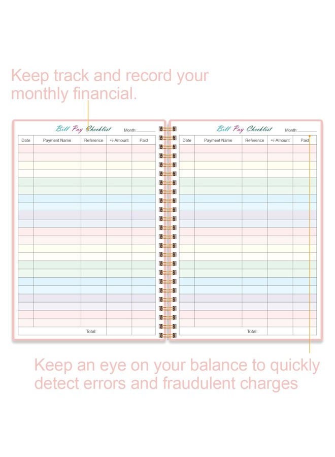 Yaridar Bill Payment Checklist - Monthly Bill Organizer & Planner for Personal Budgeting Financial, Bill Payment Tracker Notebook, 5.8" x 8.5", Pink-A - Image 3