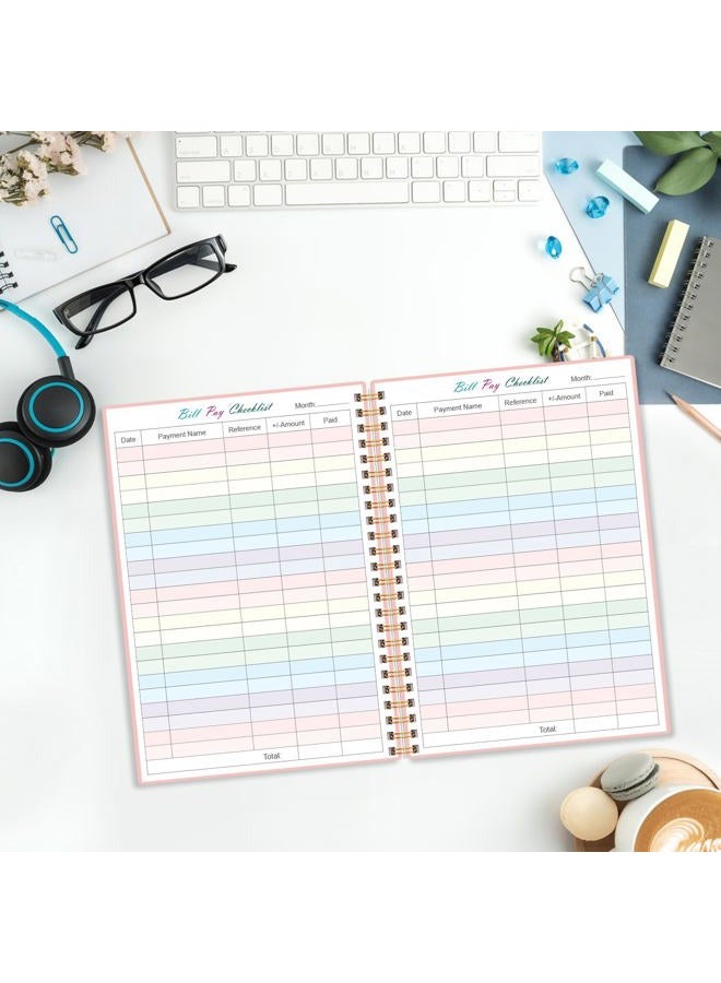 Yaridar Bill Payment Checklist - Monthly Bill Organizer & Planner for Personal Budgeting Financial, Bill Payment Tracker Notebook, 5.8" x 8.5", Pink-A - Image 5