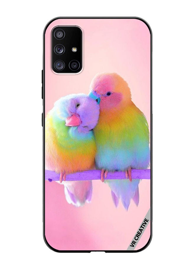 VR CREATIVE Protective Case Cover For Samsung Galaxy A71 5G Love Birds Pink Background Design Multicolour - Image 1