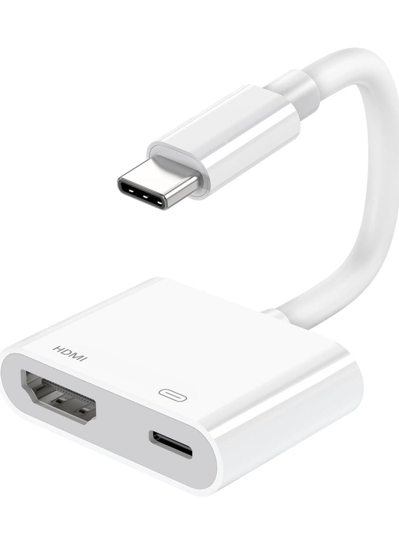 USB C to HDMI Adapter 4K Digital AV Cable for iPhone 15 16 17 Pro Max MacBook Pro Air iPad Pro Fast Charge Plug and Play Screen Sync Connector for Home Office Travel - Image 1