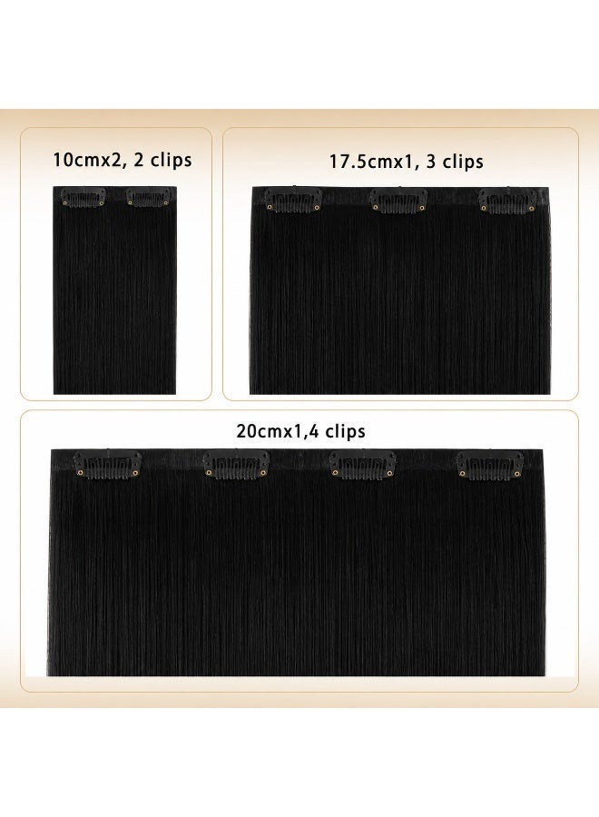 Richcoco Rich Coco 100% Human Hair Seamless Clip In Extensions 4PCS Dark Black Soft Thick Natural Long Hair Easy Install - Image 4