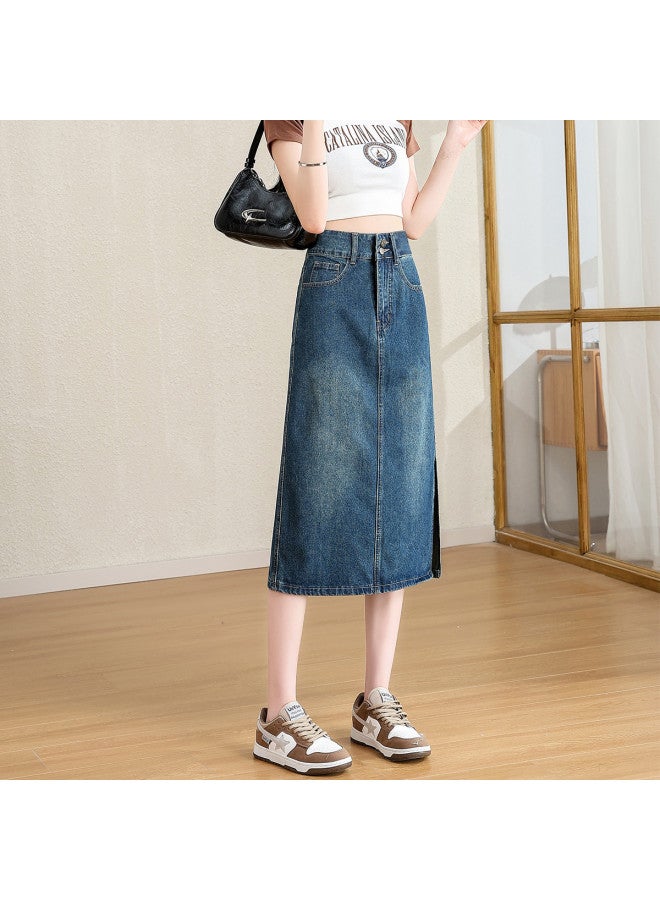Baleno 2025 Summer Minimalist Vintage Denim Skirt - Flattering A-line Midi Skirt - Image 2