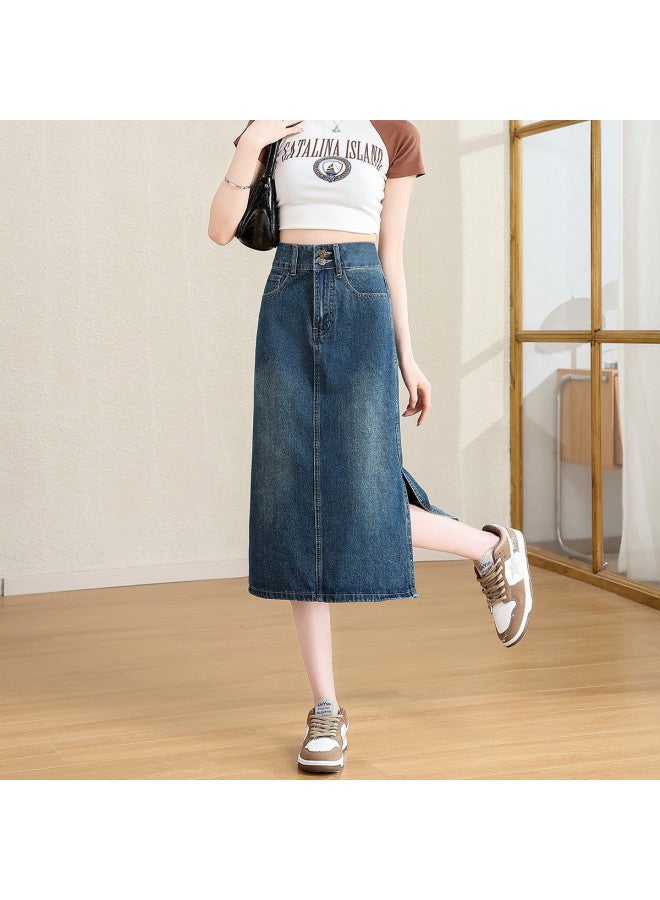 Baleno 2025 Summer Minimalist Vintage Denim Skirt - Flattering A-line Midi Skirt - Image 3