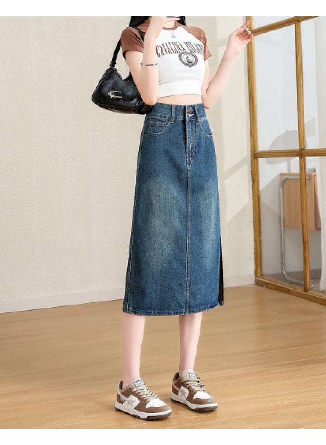 Baleno 2025 Summer Minimalist Vintage Denim Skirt - Flattering A-line Midi Skirt - Image 1