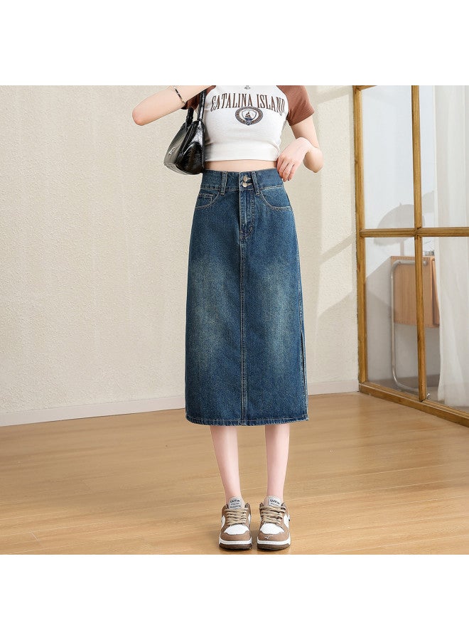 Baleno 2025 Summer Minimalist Vintage Denim Skirt - Flattering A-line Midi Skirt - Image 5