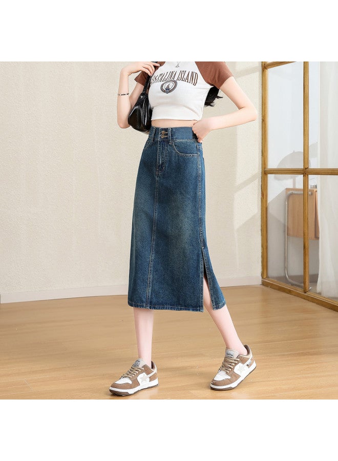 Baleno 2025 Summer Minimalist Vintage Denim Skirt - Flattering A-line Midi Skirt - Image 4