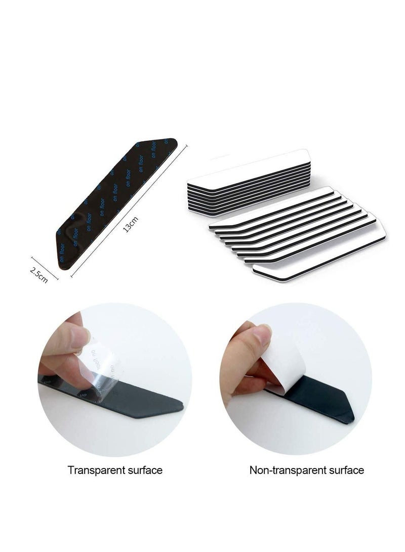 SYOSI 8 قطع مثبت سجادة للأرضيات الخشبية، قابلة لإعادة الاستخدام غير قابلة للانزلاق تحت السجادة جانبية مزدوجة مضادة للتجعد مثبت السجادة للأرضيات الصلبة، ملصقات سجادة مضادة للانزلاق شريط مثبت السجادة للحفاظ على السجادة في أماكنها (أسود) - Image 3