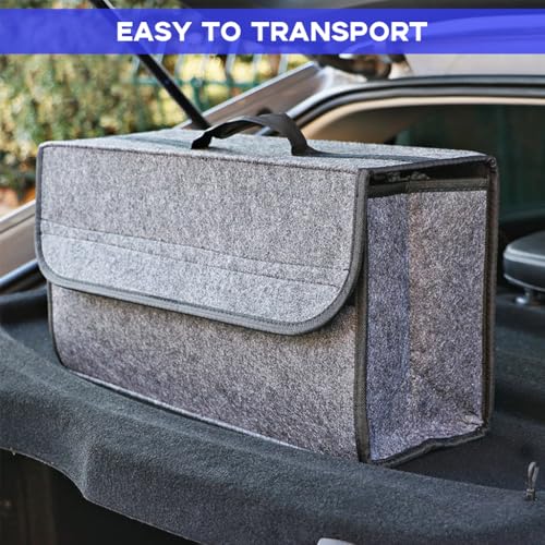 STHIRA® Portable Felt Car Boot Organizer Utility Car Organiser And Storage with Handle Space-saving Folding Car Trunk Organizer for Car Accessories, Gadget, Multi-Purpose Car Tool Kit Bag, 50x15x24cm - Image 5