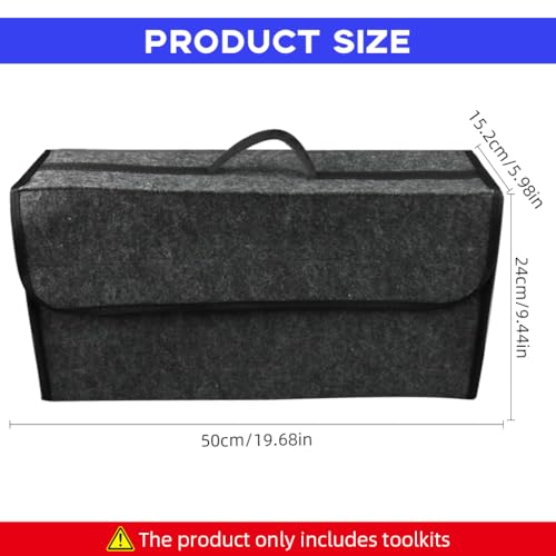 STHIRA® Portable Felt Car Boot Organizer Utility Car Organiser And Storage with Handle Space-saving Folding Car Trunk Organizer for Car Accessories, Gadget, Multi-Purpose Car Tool Kit Bag, 50x15x24cm - Image 2