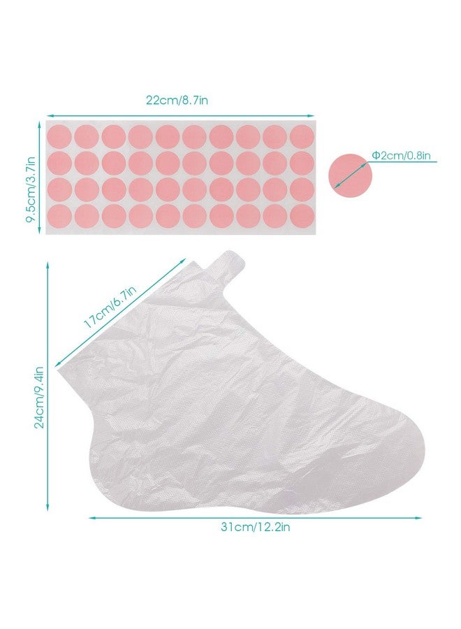 سيج بيوتي بطانات حمام البارافين للقدم، 200 قطعة من أغطية القدم البلاستيكية، أحذية بطانات حرارية للقدم، واقيات للقدم مع 200 ملصق لإغلاق محكم، أكياس شمعية لعلاج القدم - Image 4