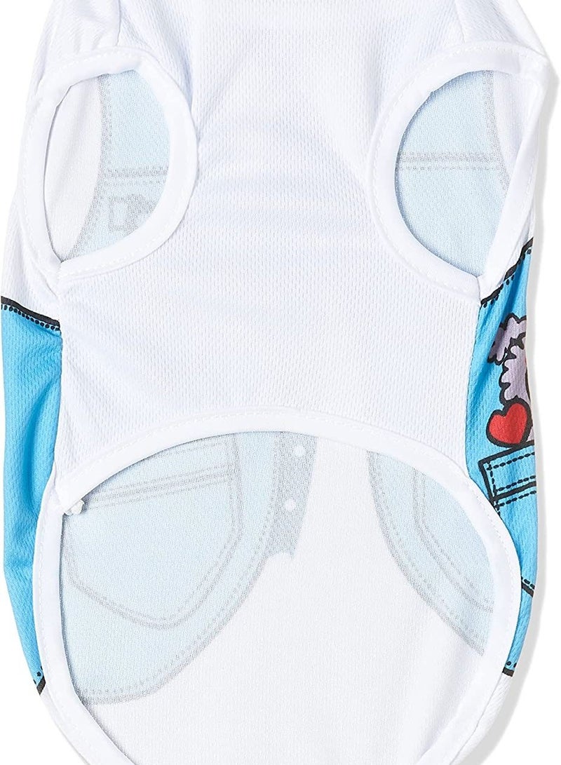 Generic Ohana Spring Wear Collection Fashion Prints Clothes With Round Neck T Shirt For Cats And Dogs Waist Coat And Tie Print Blue Small Size  - Image 3