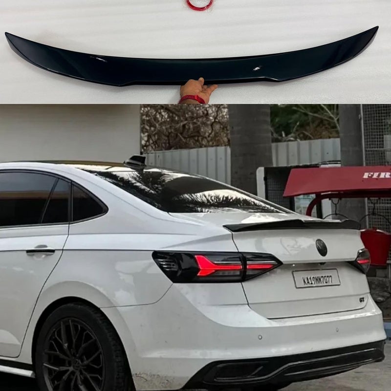 AUTO MT جناح خلفي للسيارة ABS جناح صندوق السيارة أسلوب M4 VW Virtus سكودا سلافيا لامع أسود شفة جناح زخرفي - Image 1
