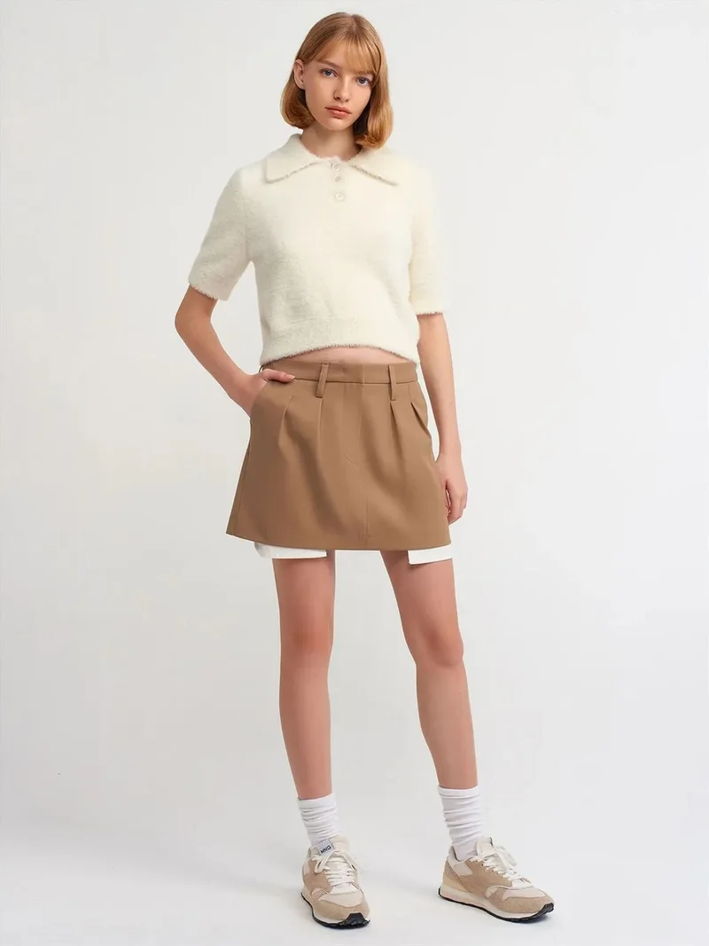 ديلفين Dilvin High-Waist A-Line Mini Skirt With Pocket