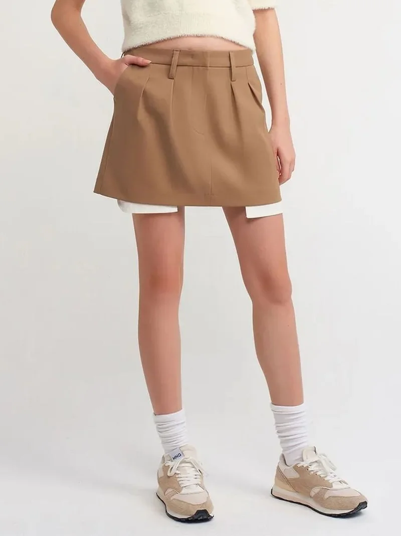 ديلفين DILVIN High-Waist A-Line Mini Skirt With Pocket