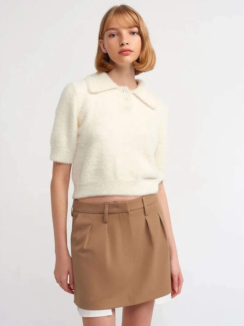 ديلفين DILVIN High-Waist A-Line Mini Skirt With Pocket