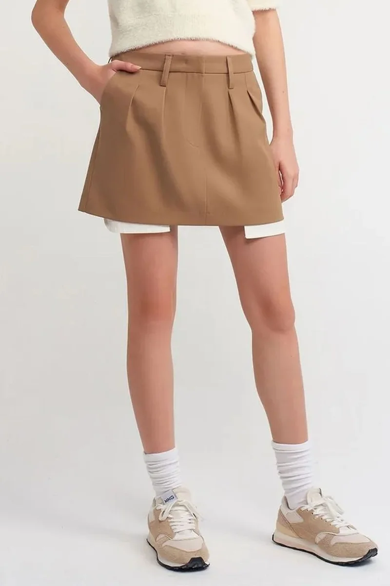 DILVIN High-Waist A-Line Mini Skirt With Pocket