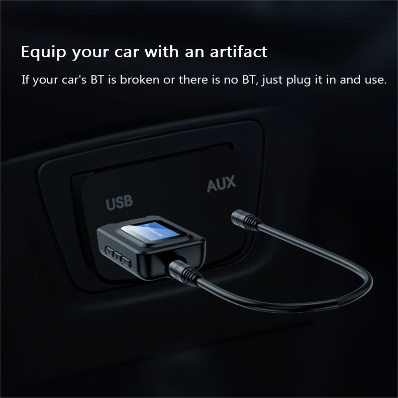 Wireless Adapter Bluetooth 5.0 Audio Transmitter Receiver 3.5mm Aux Jack 2 IN 1 USB Bluetooth Dongle with LCD Display For TV PC - Image 3