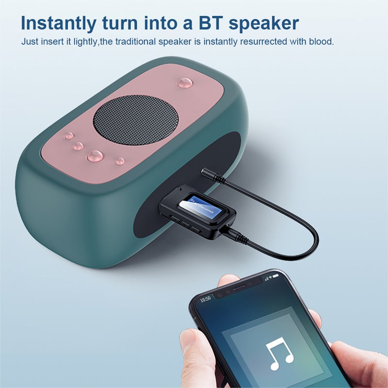 Wireless Adapter Bluetooth 5.0 Audio Transmitter Receiver 3.5mm Aux Jack 2 IN 1 USB Bluetooth Dongle with LCD Display For TV PC - Image 2