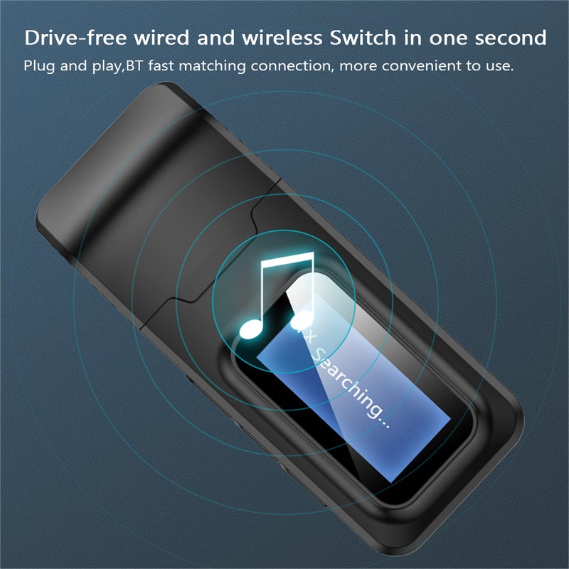 Wireless Adapter Bluetooth 5.0 Audio Transmitter Receiver 3.5mm Aux Jack 2 IN 1 USB Bluetooth Dongle with LCD Display For TV PC - Image 4