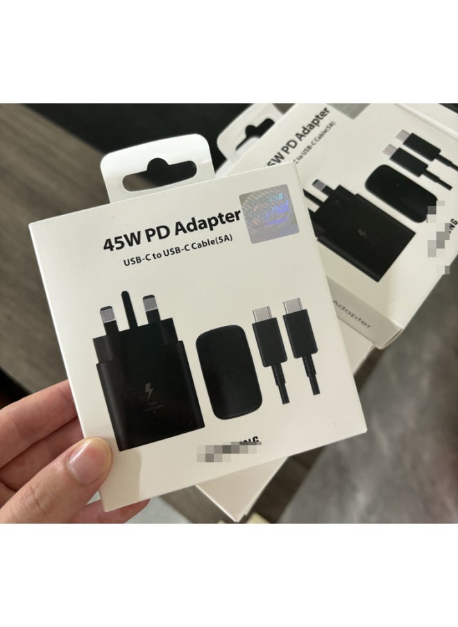 45W Original British Charger Is Suitable For Samsung Fast Charging Head European 5A Data Cable 1.8 Meters Suit-Color:45W British Specification Head 1.8M Line Packaging
