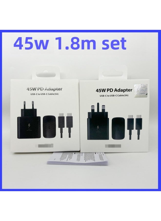 45W Original British Charger Is Suitable For Samsung Fast Charging Head European 5A Data Cable 1.8 Meters Suit-Color:45W British Specification Head 1.8M Line Packaging