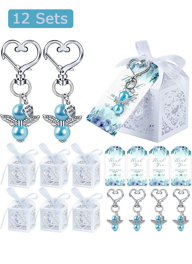 Arabest 12 Sets Candy Gift Boxes, Baby Shower Party Favors Including Keychains, Wedding Party Favors for Guests (Blue)  - Image 1