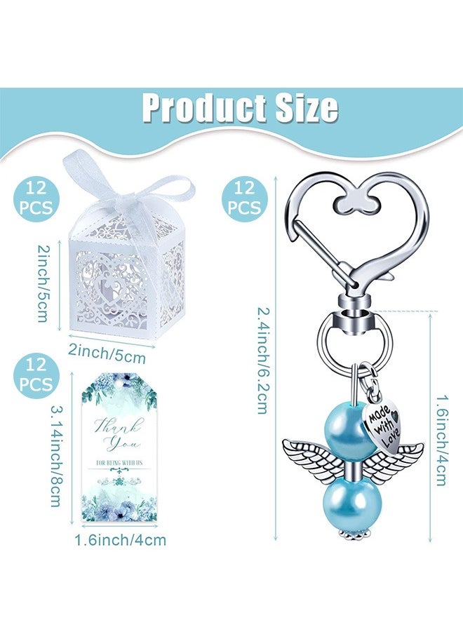 Arabest 12 Sets Candy Gift Boxes, Baby Shower Party Favors Including Keychains, Wedding Party Favors for Guests (Blue)  - Image 2