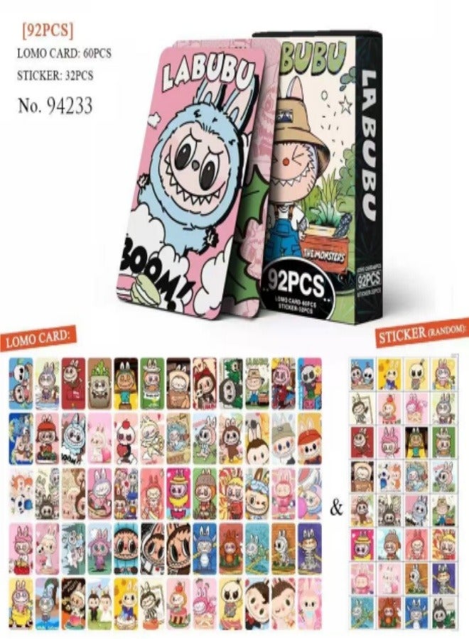 Labubu Collector's Box: 60PCS Double-Sided Matte LOMO Cards + 32PCS  Stickers  - Image 2