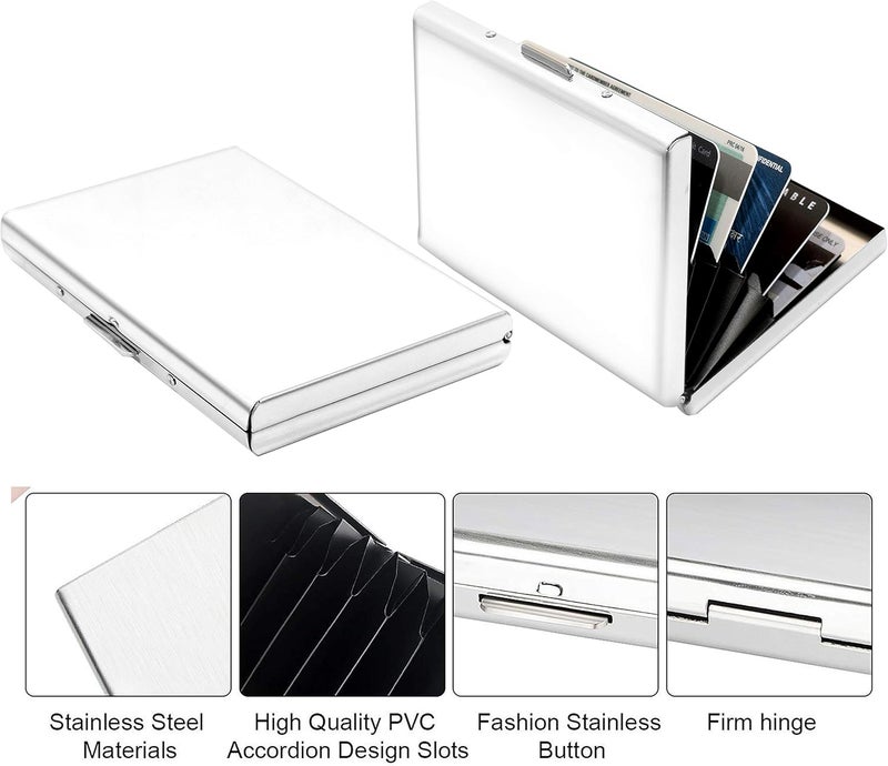 Storite 8-Slot RFID Protected Metal Credit/Debit/ATM Card Holder Wallet Case for Men & Women | Sleek Stainless Steel Card Organizer – Black & Silver (1-Pack) - Image 4