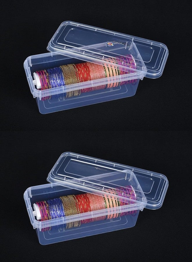 DMDENT plastic Bangle box For Women,Jewellery box For Travelling,Poratble Chudi Organizer For Travel,Transparent One Rod Bangle Organiser (PACK OF 2) - Image 1