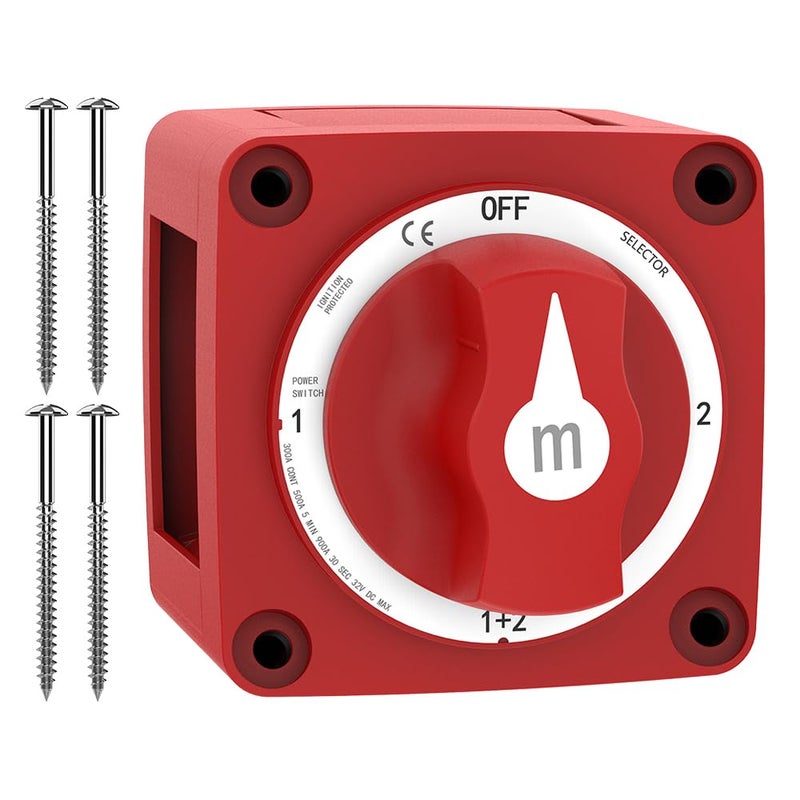 Malictele Battery Disconnect Switch Malictele 300A 1Both2Off Heavy Duty Cutoff Switch 12V48V Waterproof Ignition Protected Power Kill Switch with Knob for Marine Boat Car RV Truck Battery 4 Position - Image 3