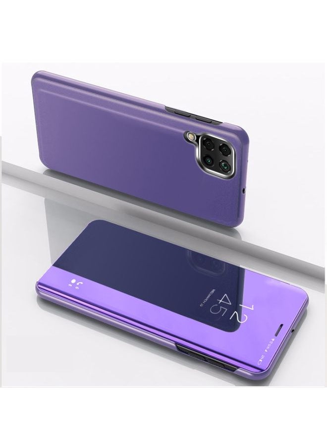 HuHa Case Cover For Realme C15 Plated Mirror Horizontal Flip Leather Case with Holder Purple Blue 
