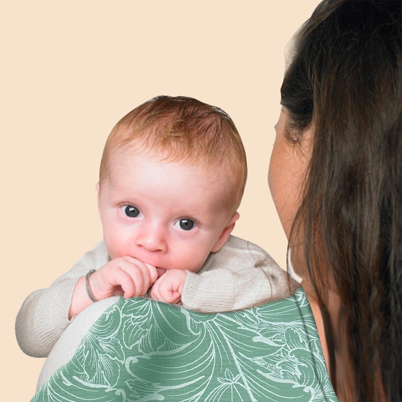 UHINOOS Nursing Cover for Mom Breastfeeding, Baby Privacy Nursing Covers Up Breathable Cotton with Ajustable Hoop for Mother (Muslin Green) - Image 4