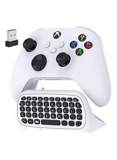 Controller Keyboard for Xbox Series X/ S/ for Xbox One/ One S, Wireless Bluetooth Gaming Chatpad Keypad with USB Receiver, Built-in Speaker & 3.5mm Audio Jack for Xbox Series X/ S/ One/ One S, White