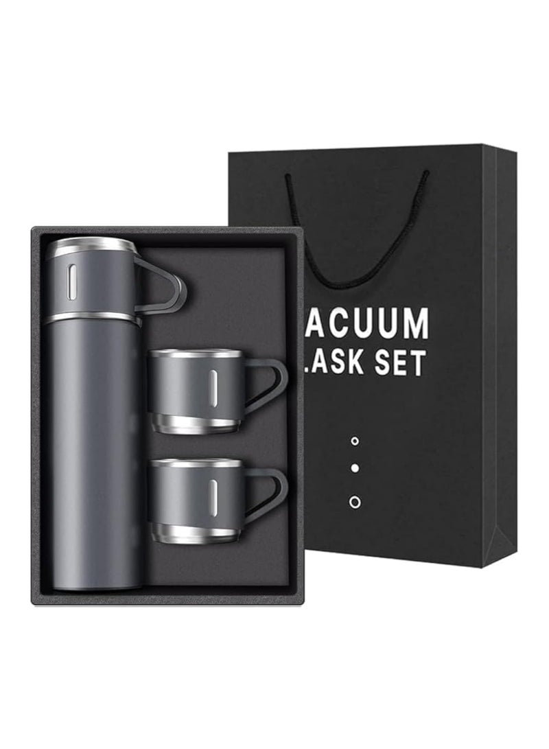 Stainless Steel Vacuum Flask Set with 3 Cups - Image 1