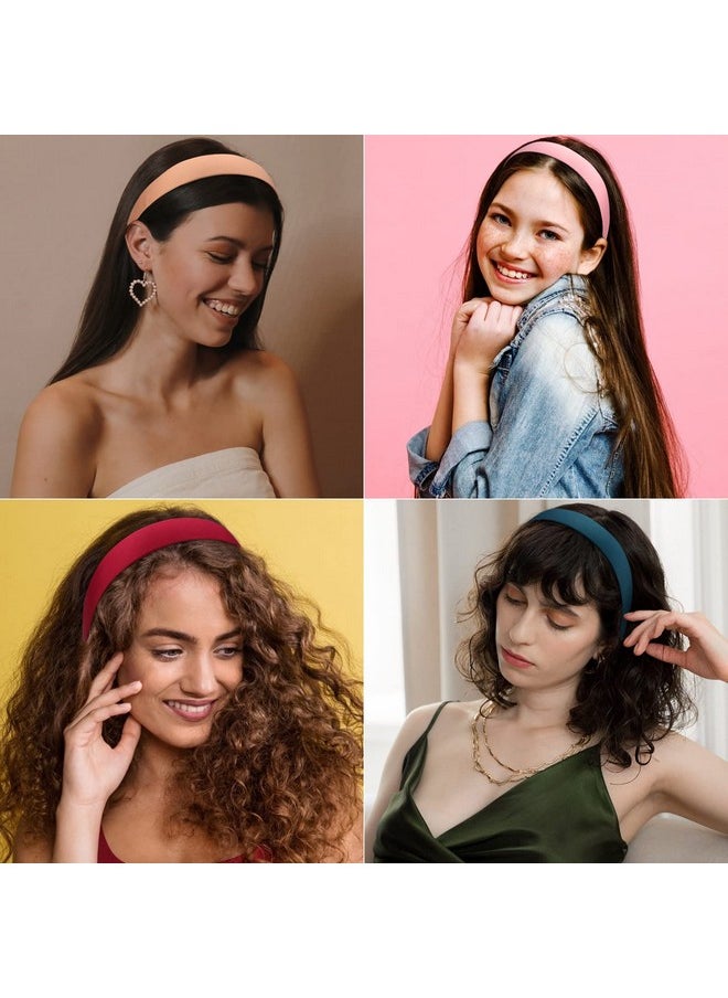 Wecoe - Wecoe 10 Pack Satin Headbands 1.3 Inch Wide Red White Black Pink Purple Headband Women Girls Non Slip Fashion Hair Bands Diy Holiday Costume Accessories Diademas Coreanas Para Mujer - Image 1