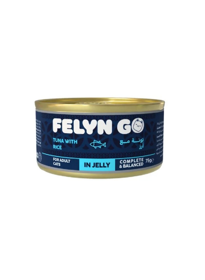 Felyn GO Premium Tuna with Rice Wet Food for Adult Cats in Jelly – High-Protein Ocean Formula with Gentle Digestive Support – Complete & Balanced Nutrition – 75g Cans (Pack of 6) - Image 2