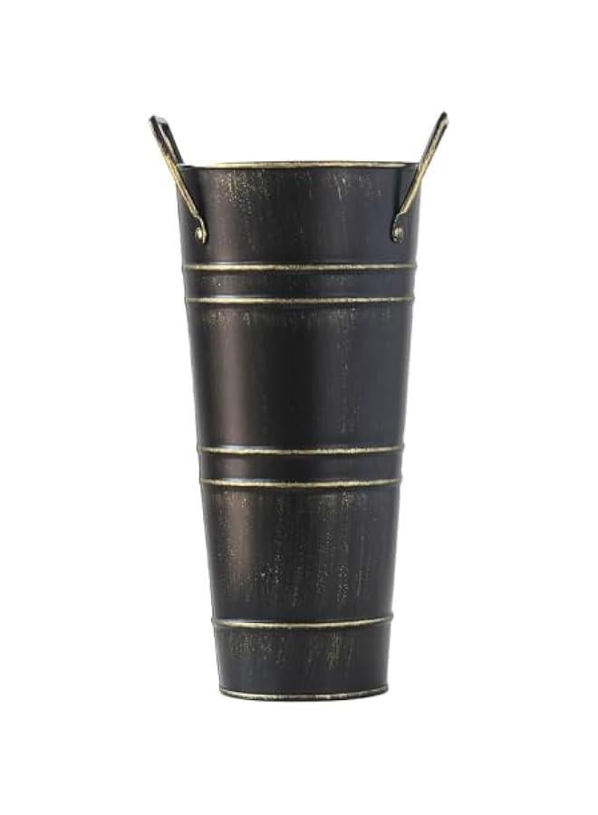 ZQA Umbrella Storage Bucket Metal Umbrella Stand Holder Decorative Vase Flowerpot Rack for Home Living Room Office Decor, 7.5x25.5cm, Black  - Image 1