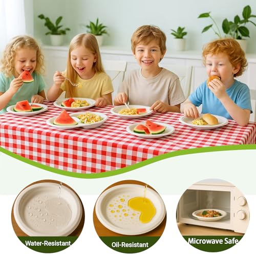 Drihara White Paper Plates 7 Inch (Round,150 Count) Heavy Duty Disposable Dinner Plates Bulk, Small Compostable Dessert Dishes for Party, BBQ and Gathering, Microwave-Safe/Sturdy/Leak Resistant - Image 2