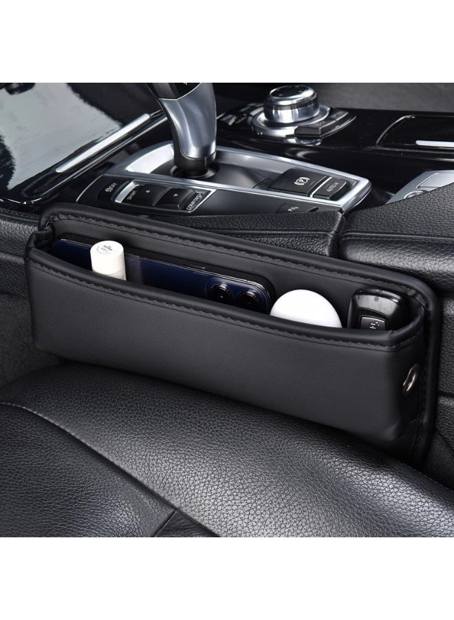 Premium PU Leather Car Seat Gap Organizer - Anti-Slip Storage Box & Cup Holder for Phone/Keys/Cards | Universal Fit for Sedans/SUVs/Off-Road Vehicles, Waterproof & Easy Install (Black, 1-Pack) - Image 3