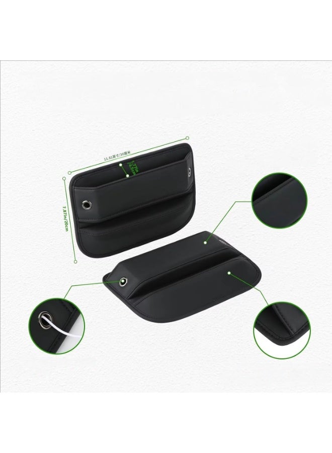 Premium PU Leather Car Seat Gap Organizer - Anti-Slip Storage Box & Cup Holder for Phone/Keys/Cards | Universal Fit for Sedans/SUVs/Off-Road Vehicles, Waterproof & Easy Install (Black, 1-Pack) - Image 5
