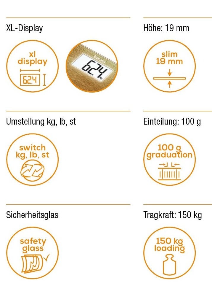 Beurer - Beurer Gs203 Rust Body Weight Digital Glass Scale Wooden Pattern - Image 1
