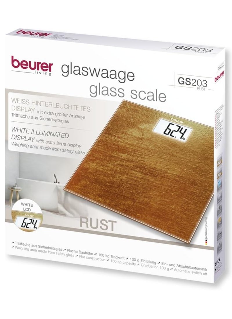 Beurer - Beurer Gs203 Rust Body Weight Digital Glass Scale Wooden Pattern - Image 1