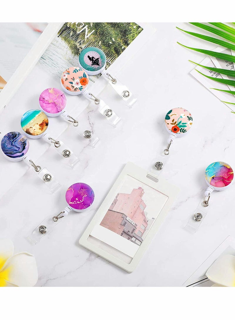 Excefore Badge Reel, Retractable Badge Holder with Alligator Clip, Cute Badge Clip on ID Name Card Holders for Nurse Doctor and Office (3Pack Floral Flowers) - Image 4