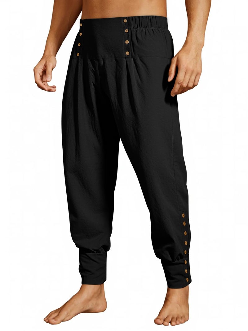 Runcati Mens Medieval Pirate Pants Renaissance Viking Ankle Ren Faire Pants Colonial Gothic Halloween Costume Trousers - Image 1