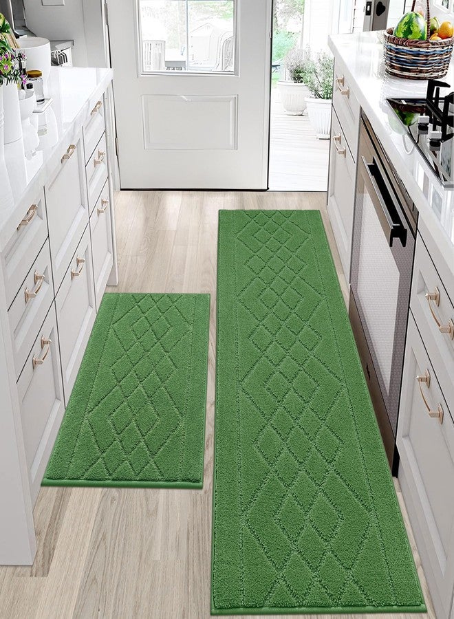 BEQHAUSE Kitchen Mats for Floor 2PCS, Kitchen Rugs Non-Slip Washable, Kitchen Runner Rug Absorbent and Stain Resistant, Floor Mat for Kitchen, Laundry & Sink, 20"x30"+20"x48", Green - Image 1