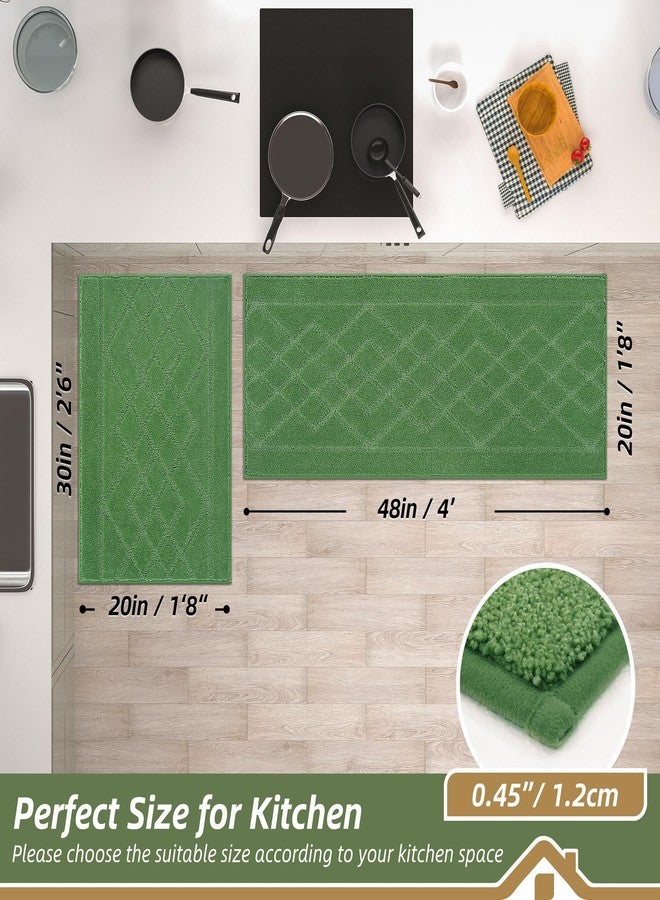 BEQHAUSE Kitchen Mats for Floor 2PCS, Kitchen Rugs Non-Slip Washable, Kitchen Runner Rug Absorbent and Stain Resistant, Floor Mat for Kitchen, Laundry & Sink, 20"x30"+20"x48", Green - Image 2