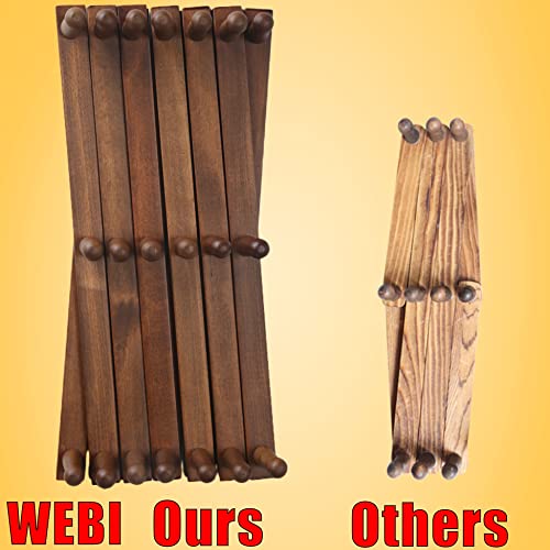 WEBI Accordion Wall Hanger,Expandable Wooden Coat Rack Wall Mounted,Accordion Hat Rack for Wall,Accordion Hook Rack for Hats,Caps,20 Peg Hooks,Walnut Color - Image 2