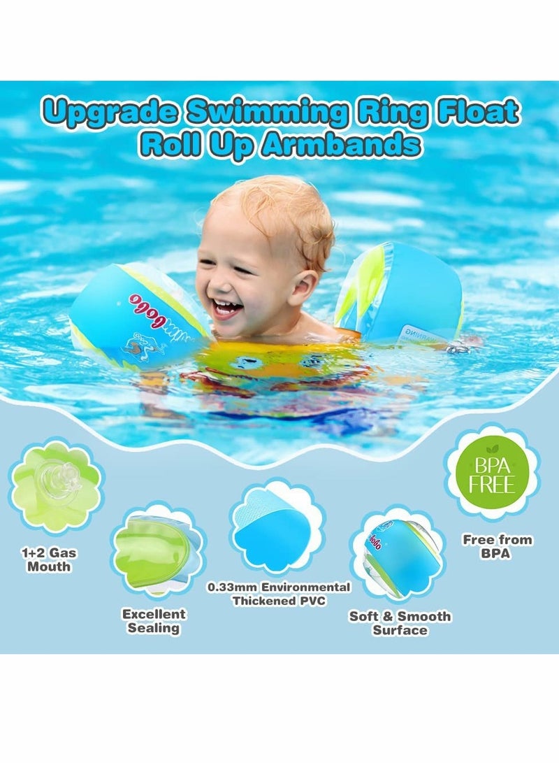 كابتن تيك Thickened Inflatable Swimming Arm Ring, A Pair of Children's Adult Water Pool Playing Swimming Ring for Boys Girls Beginners (Arm Ring Diameter 3.15 Inches) - Image 2