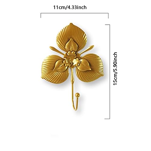 Sdjdhej Golden Flower Single Hooks 4Pcs Flower Retro Style for Room Wall Mounted Decoration Coat Hat Scarf Hanging Entry Heavy Duty Hooks Home Decor A - Image 3